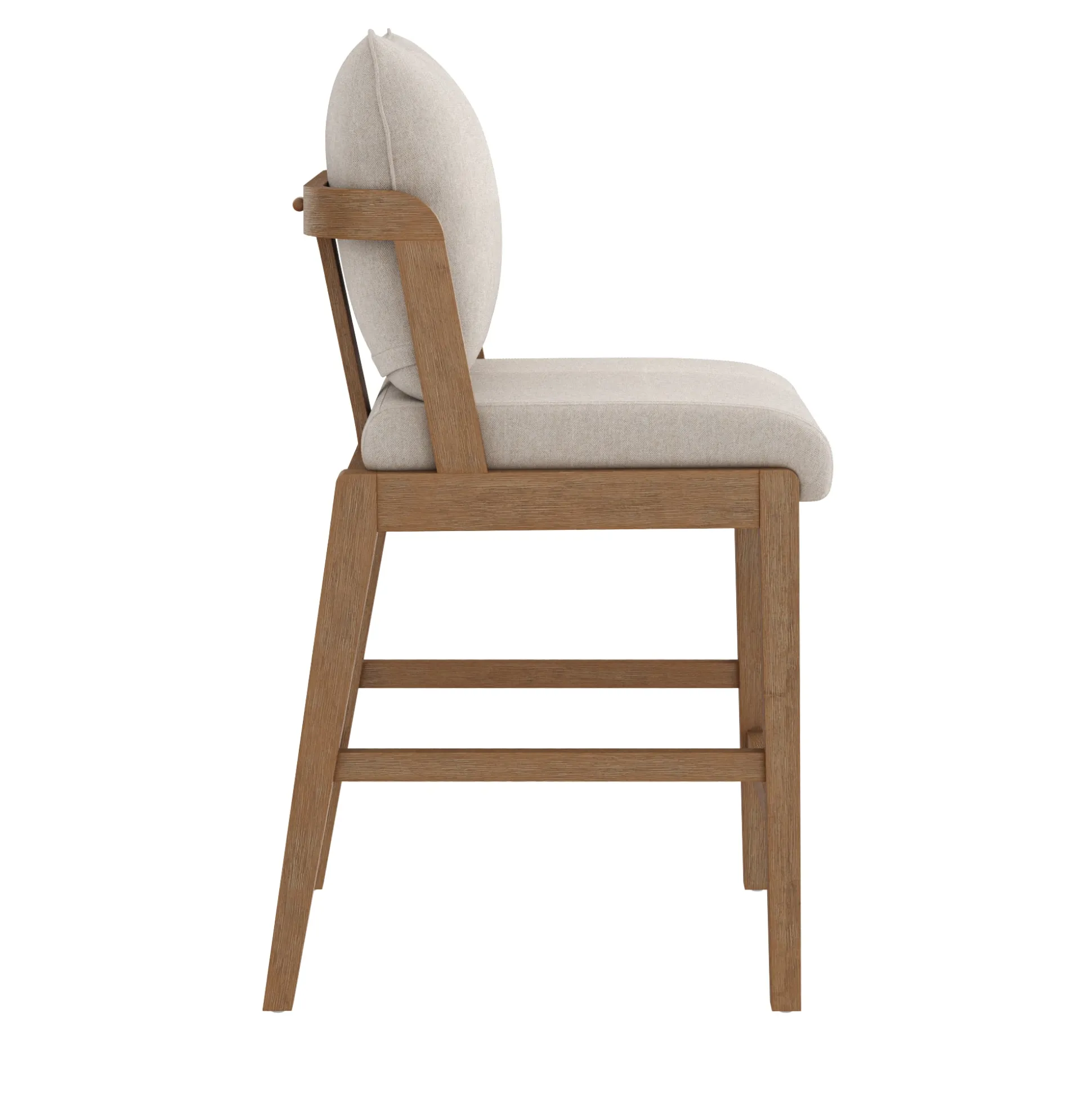 Scandinavian Bar Stool with Back Light Brown (Set of 4)
