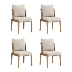 Scandinavian Dining Chair with Back Light Brown (Set of 4)