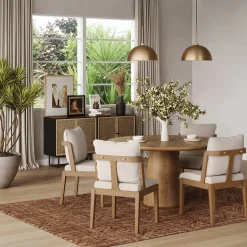 Scandinavian Dining Chair with Back Light Brown (Set of 4)
