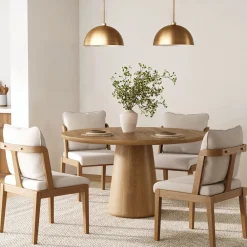 Scandinavian Dining Chair with Back Light Brown (Set of 4)