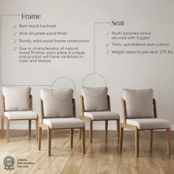 Scandinavian Dining Chair with Back Light Brown (Set of 4)