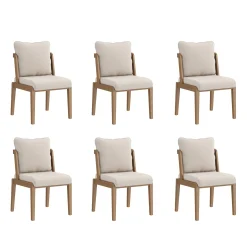 Scandinavian Dining Chair with Back Light Brown (Set of 6)