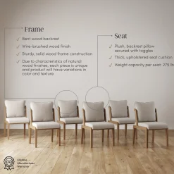Scandinavian Dining Chair with Back Light Brown (Set of 6)