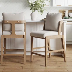 Scandinavian 2-Pack Bar Stool with Back Light Brown