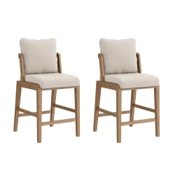 Scandinavian 2-Pack Bar Stool with Back Light Brown