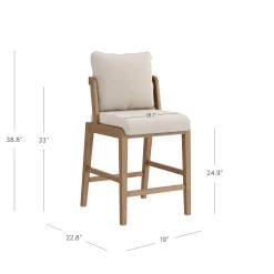 Scandinavian 2-Pack Bar Stool with Back Light Brown