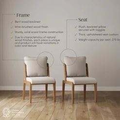 Scandinavian 2-Pack Dining Chair with Back Light Brown