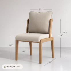 Scandinavian 2-Pack Dining Chair with Back Light Brown