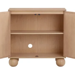 Seagrass Arched Storage Cabinet Credenza Raw Oak (Set of 3)