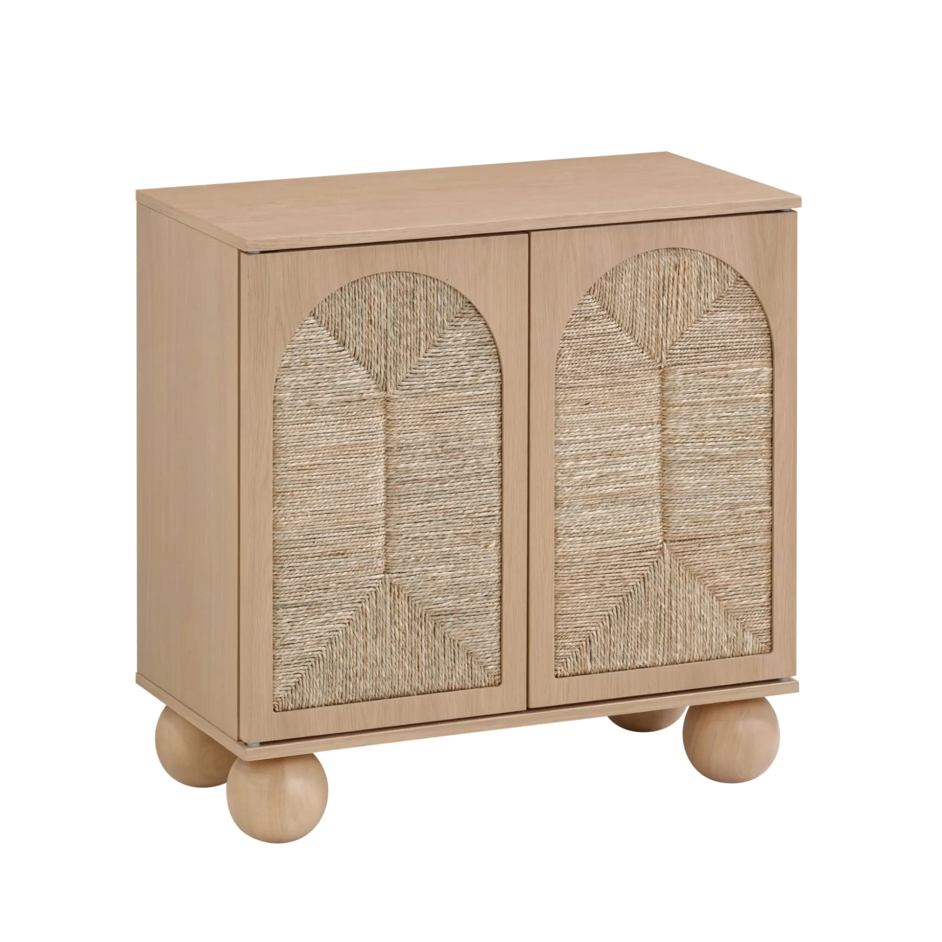 Seagrass Arched Storage Cabinet Raw Oak