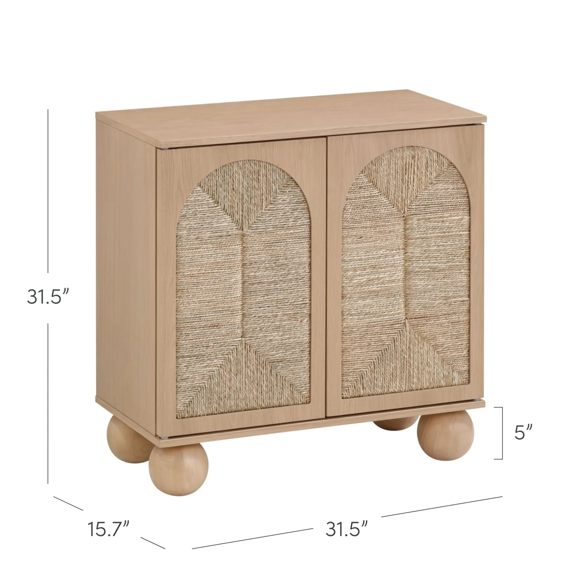 Seagrass Arched Storage Cabinet Raw Oak