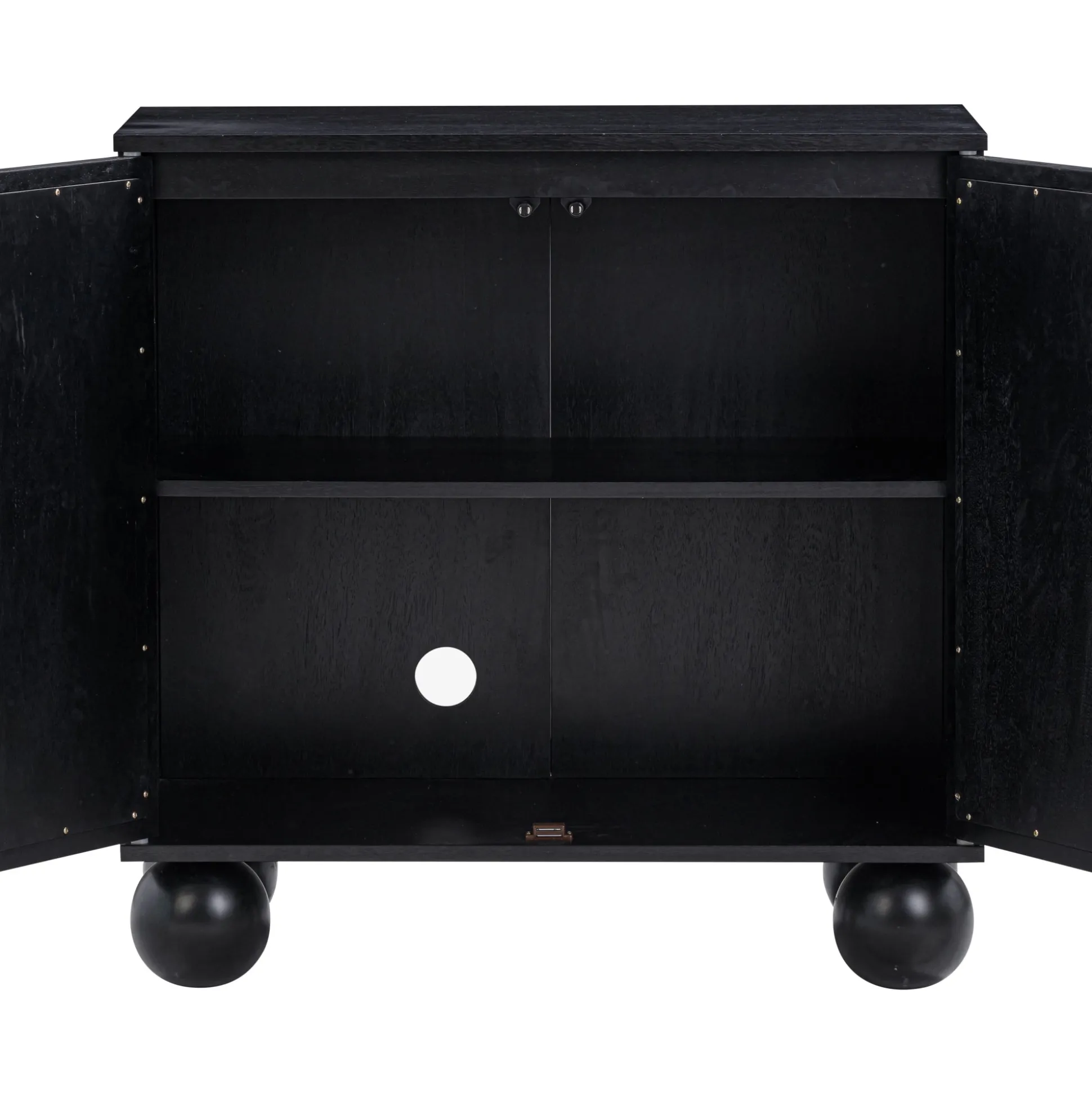 Seagrass Arched Storage Cabinet Black