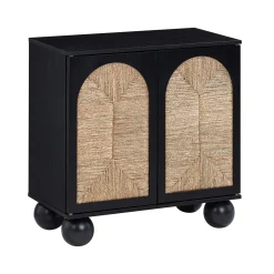 Seagrass Arched Storage Cabinet Black