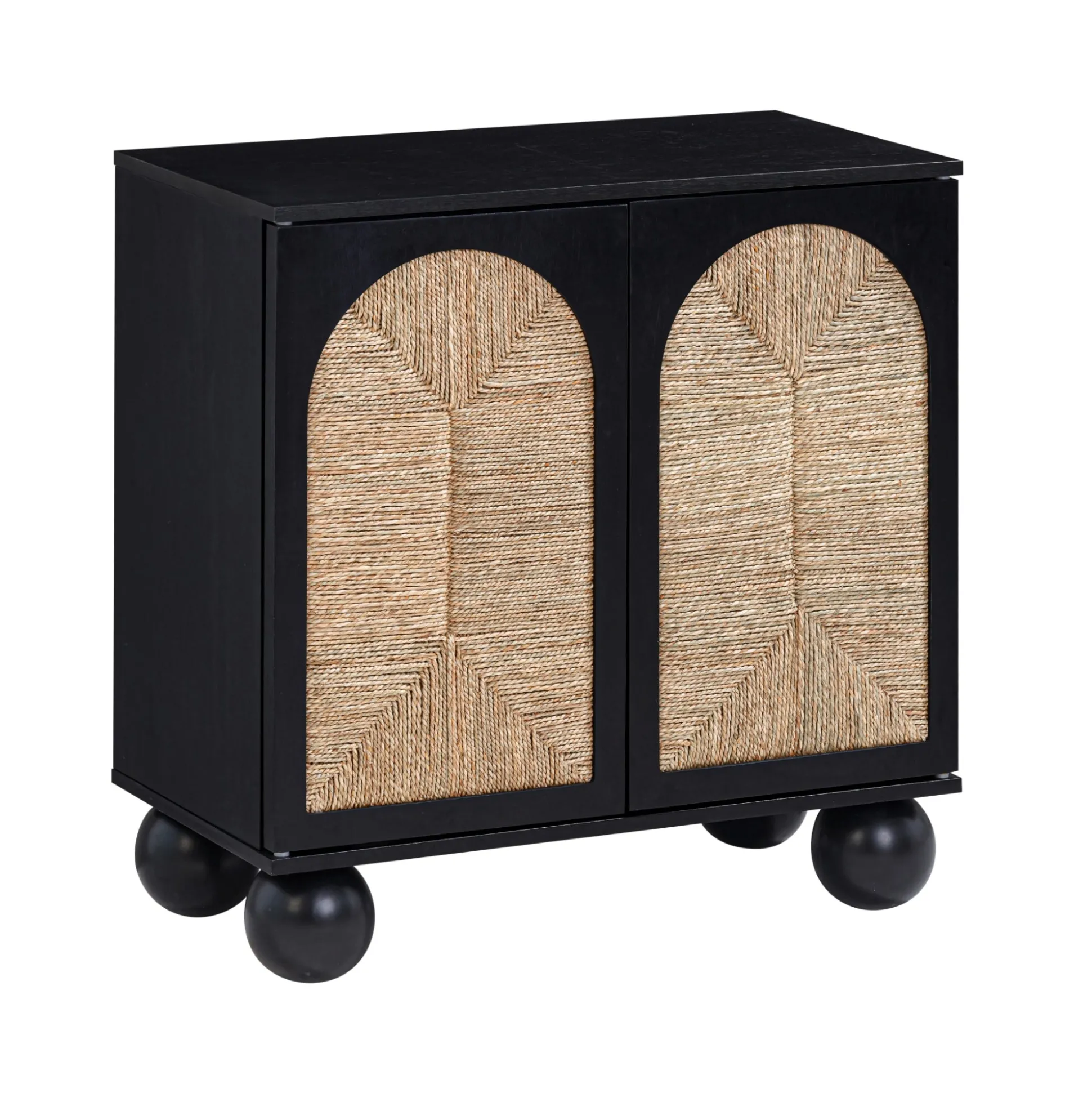 Seagrass Arched Storage Cabinet Black