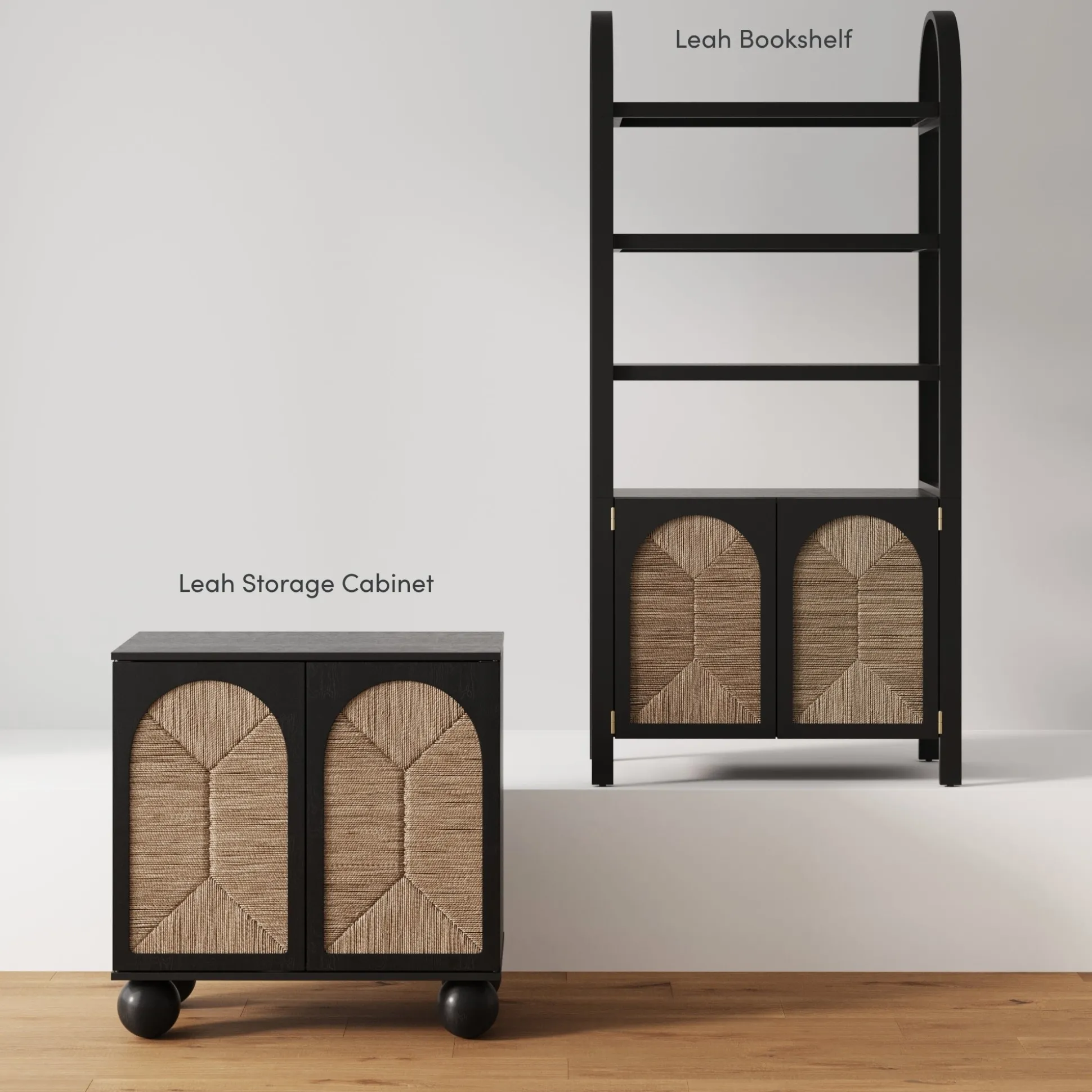 Seagrass Arched Storage Cabinet Black