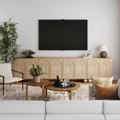 Seagrass Arched TV Console Cabinet for TVs up to 100