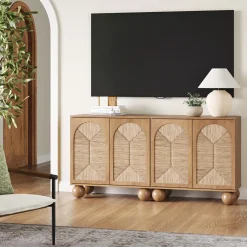Seagrass Arched TV Console Cabinet for TVs up to 65