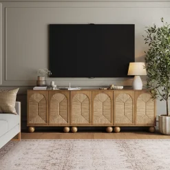 Seagrass Arched TV Console Cabinet for TVs up to 75