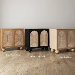 Seagrass Arched TV Console Cabinet for TVs up to 65" Raw Oak