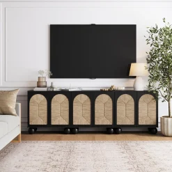 Seagrass Arched TV Console Cabinet for TVs up to 75