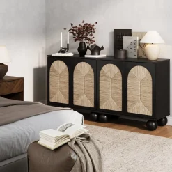 Seagrass Arched TV Console Cabinet for TVs up to 65