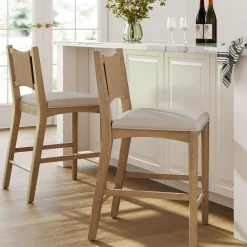 Seagrass Back Arched Footrest Counter Height Bar Stool (Set of 4)