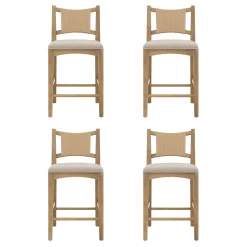 Seagrass Back Arched Footrest Counter Height Bar Stool (Set of 4)