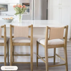 Seagrass Back Arched Footrest Counter Height Bar Stool (Set of 4)