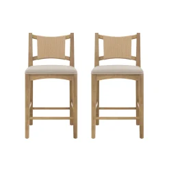 Seagrass Back Arched Footrest Counter Height Bar Stool (Set of 2)