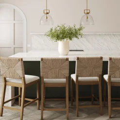 Seagrass Counter Height Bar Stools Light Brown (Set of 4)