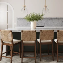 Seagrass Counter Height Bar Stools Dark Brown (Set of 4)