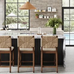 Seagrass Counter Height Bar Stools Dark Brown (Set of 3)