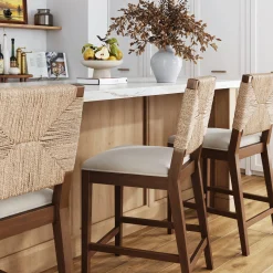 Seagrass Counter Height Bar Stools Dark Brown (Set of 3)