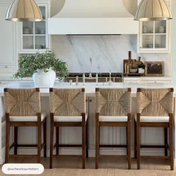 Seagrass Counter Height Bar Stools Dark Brown (Set of 3)
