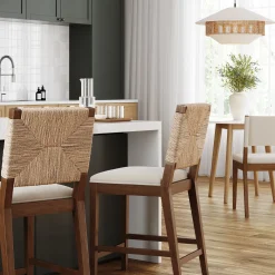 Seagrass Counter Height Bar Stools Dark Brown (Set of 2)