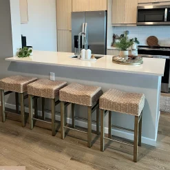 Seagrass Counter Height Bar Stools Brown (Set of 3)