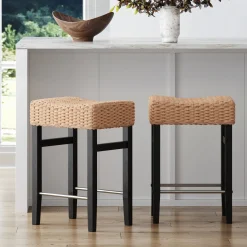 Seagrass Counter Height Bar Stools Black (Set of 2)