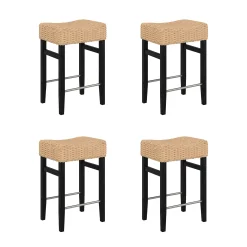 Seagrass Counter Height Bar Stools Black (Set of 4)