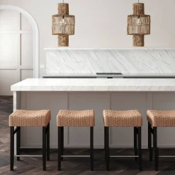Seagrass Counter Height Bar Stools Black (Set of 4)