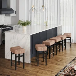 Seagrass Counter Height Bar Stools Black (Set of 6)