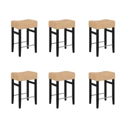 Seagrass Counter Height Bar Stools Black (Set of 6)