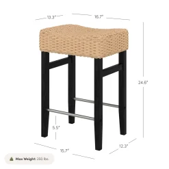 Seagrass Counter Height Bar Stools Black (Set of 6)