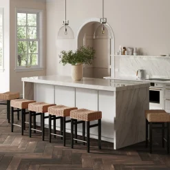 Seagrass Counter Height Bar Stools Black (Set of 6)