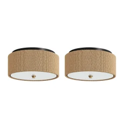 Seagrass Shade Flush Mount Ceiling Light (Set of 2)