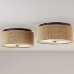 Seagrass Shade Flush Mount Ceiling Light (Set of 2)