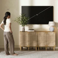 Seagrass Storage Cabinet Credenza Brown (Set of 2)