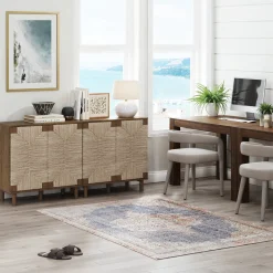 Seagrass Storage Cabinet Credenza Dark Brown (Set of 2)
