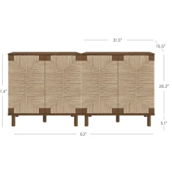 Seagrass Storage Cabinet Credenza Dark Brown (Set of 2)