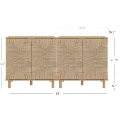 Seagrass Storage Cabinet Credenza Raw Oak (Set of 2)