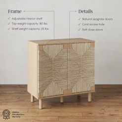 Seagrass Storage Cabinet Credenza Raw Oak (Set of 2)